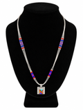 Handcrafted Navajo Liquid Sterling Silver Multi Stone Necklace (22") by Q.T. Quoc