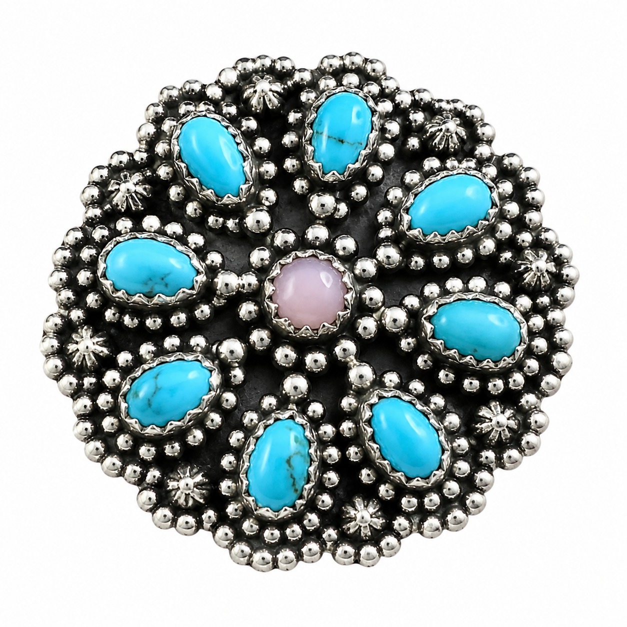 Pink Opal and Turquoise Statement Ring