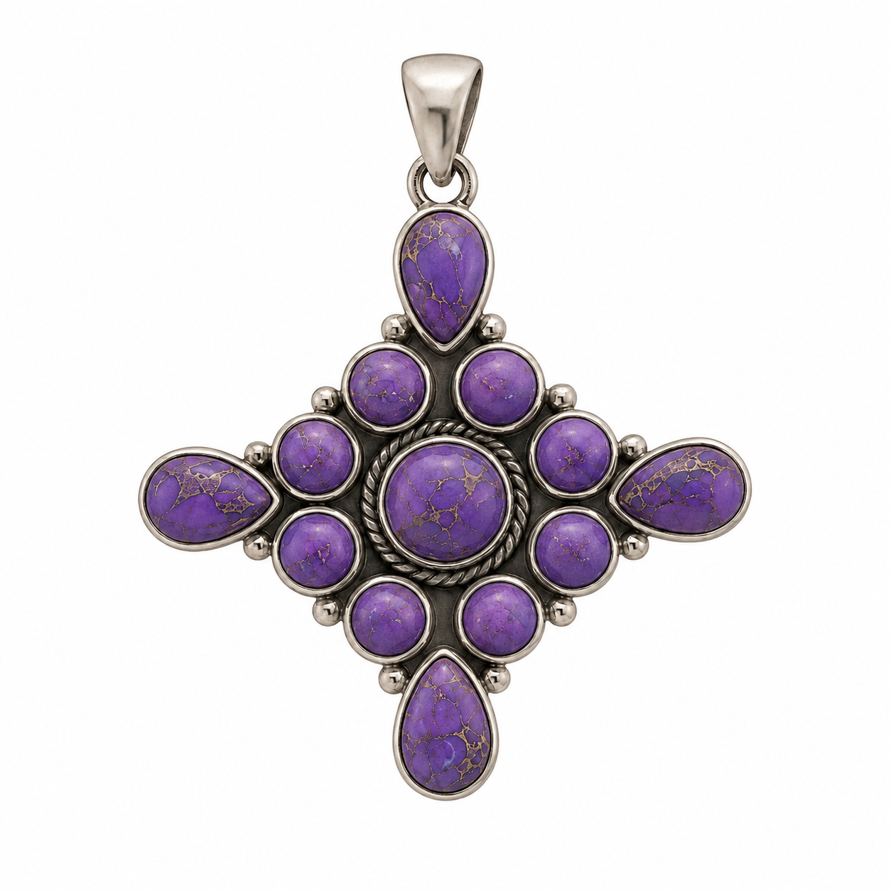 Purple Mojave Turquoise Cluster Pendant
