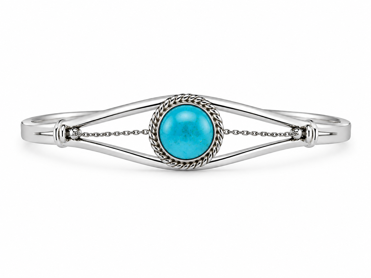 Navajo Handcrafted Kingman Turquoise & Sterling Silver Cuff Bracelet by Esther White