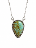 #8 Turquoise Teardrop in Cobblestone Inlay Necklace (18+2")