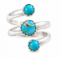 Handcrafted White Water Turquoise 3 Stone Ring (Size 7-10)
