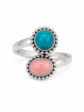Turquoise & Pink Conch Bypass Ring (Size 6-9)