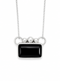 Navajo Handcrafted Sterling Silver and Black Onyx Necklace (18")