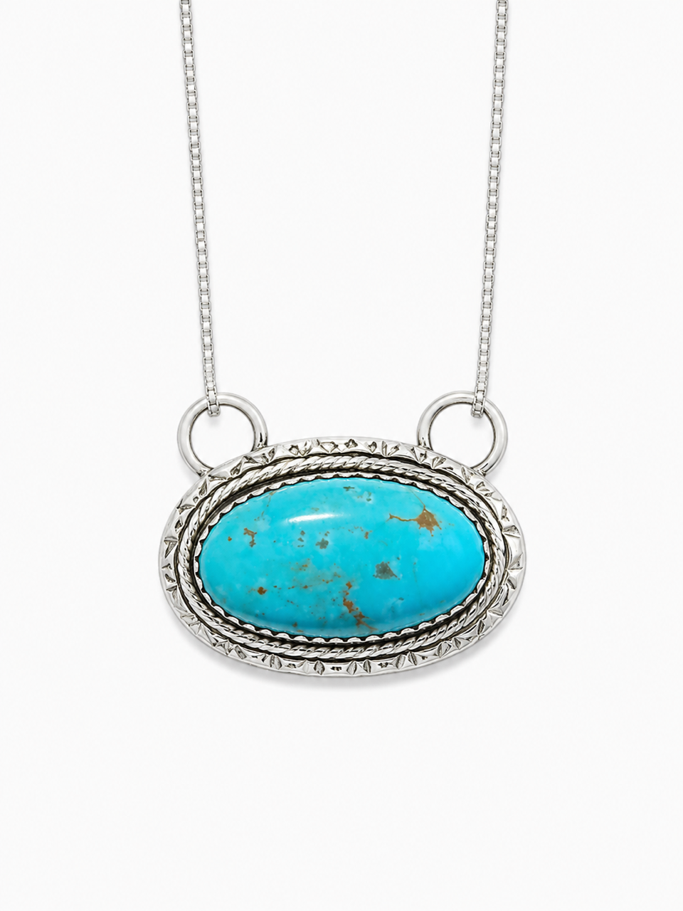 Navajo Handcrafted Sterling Silver and Turquoise Necklace (18")