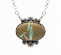 Navajo Handcrafted Royston Ribbon Turquoise Bar Necklace (18")