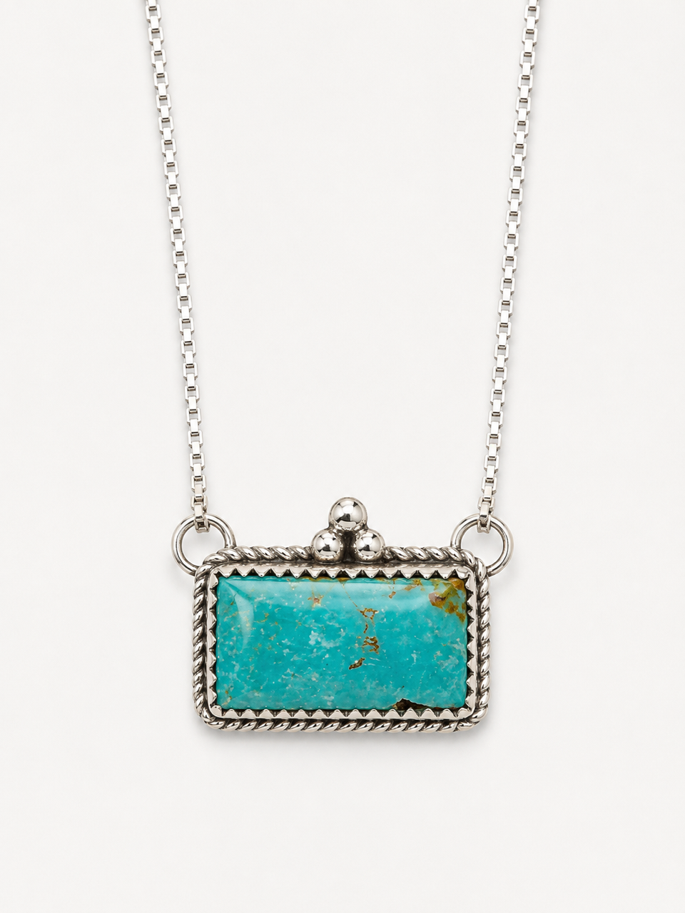 Navajo Handcrafted Sterling Silver & Turquoise Necklace (16")