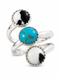 Handcrafted White Buffalo and Turquoise 3 Stone Ring (Size 7-10)
