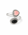 Black Onyx & Pink Conch Bypass Ring (Size 7-9)