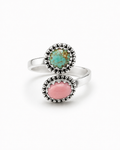 Pink Conch & Turquoise Bypass Ring (Size 6-8)