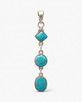 Sterling Silver & Morenci Turquoise 3 Stone Lariat
