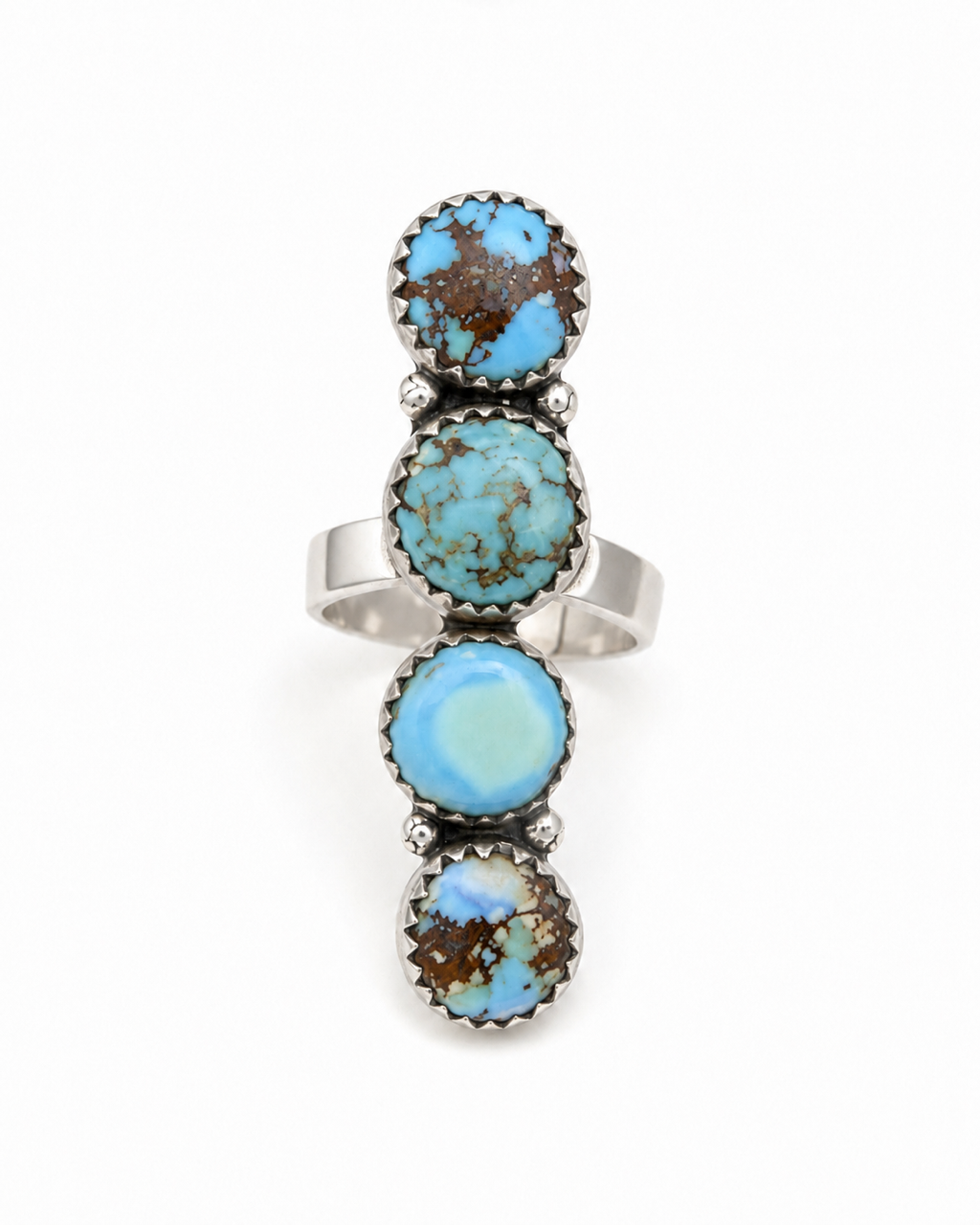Golden Hills Turquoise & Sterling Silver 4 stone Bypass Ring (Size 7-10)
