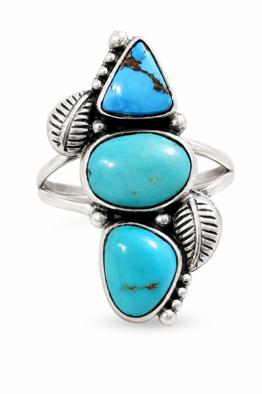 Golden Hills & #8 Turquoise 3 Stone (Size 6) Ring