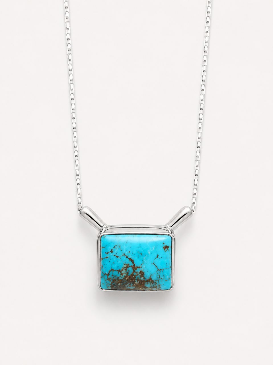 Navajo Handcrafted Sterling Silver and Egyptian Turquoise Necklace (18")