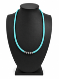 Navajo Handcrafted #8 Turquoise and Navajo Pearls Necklace (18")