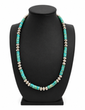 Navajo Handcrafted Turquoise Chip & 8mm Navajo Pearl Necklace (19.5")