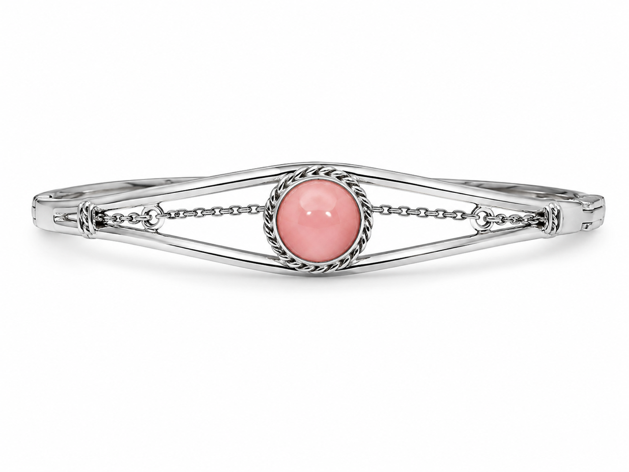 Navajo Handcrafted Pink Conch & Sterling Silver Cuff Bracelet by Esther White