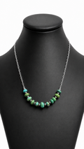 Navajo Handcrafted Sterling Silver Pearl and Sonoran Gold Turquoise Necklace (18")